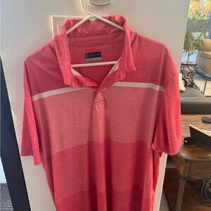 PGA Tour Men's Striped Red Polo Shirt